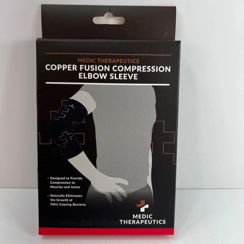 Medic Therapeutics Elbow Sleeve Unisex Large Black New Copper Fusion Compression